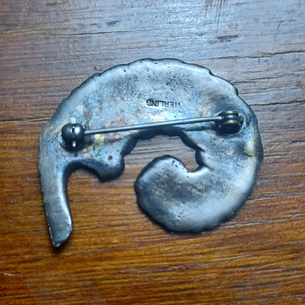 STERLING "Marked" Feather Brooch - Picture 3 of 4